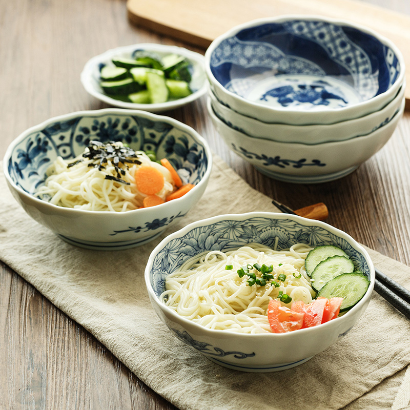 Japan blue winds don ceramic bowl home eat to use Japanese - style tableware mercifully rainbow such use to pull a rainbow such as bowl bowl bowl of soup bowl rainbow such use