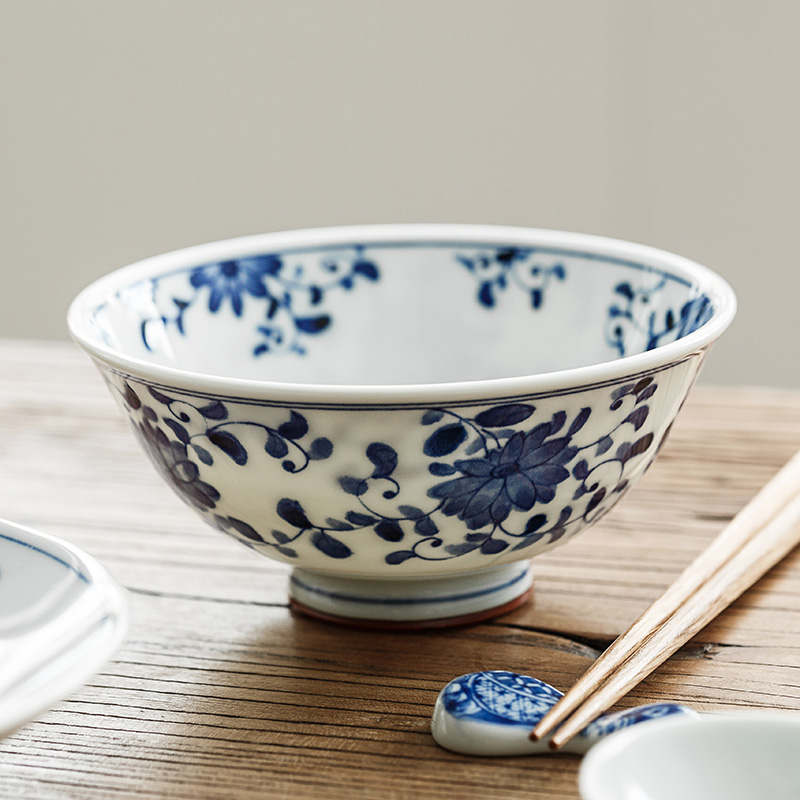 Blue winds don Japanese household ceramic bowl bowl of rice bowls bowl rainbow such use Japan imported tableware tall bowl to eat bread and butter