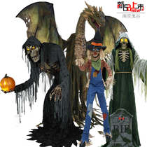 Halloween decoration large electric skeleton induction sound ghost witch pumpkin man haunted house horror props decoration