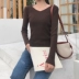 Mùa thu và mùa đông bó sát áo cổ chữ V sang trọng dài tay đan đáy áo sơ mi nữ Slim phiên bản Hàn Quốc của áo len mỏng áo thun hoang dã áo len thun nữ Áo / áo thun