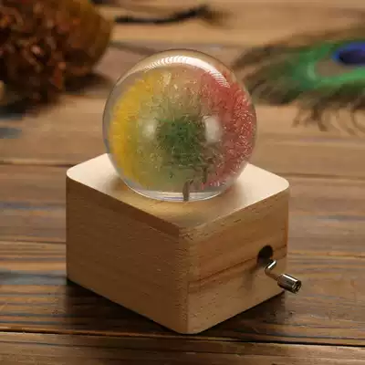 Dandelion primary color wooden music box Sky City music box creative gift for girlfriend girls children's birthday gift