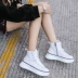 Giày nữ 2019 xuân mới cao giúp giày nhỏ màu trắng nữ thắt lưng hoang dã đế dày đế dày Hàn Quốc - Giày cao gót giày thể thao nữ converse cổ cao Giày cao gót