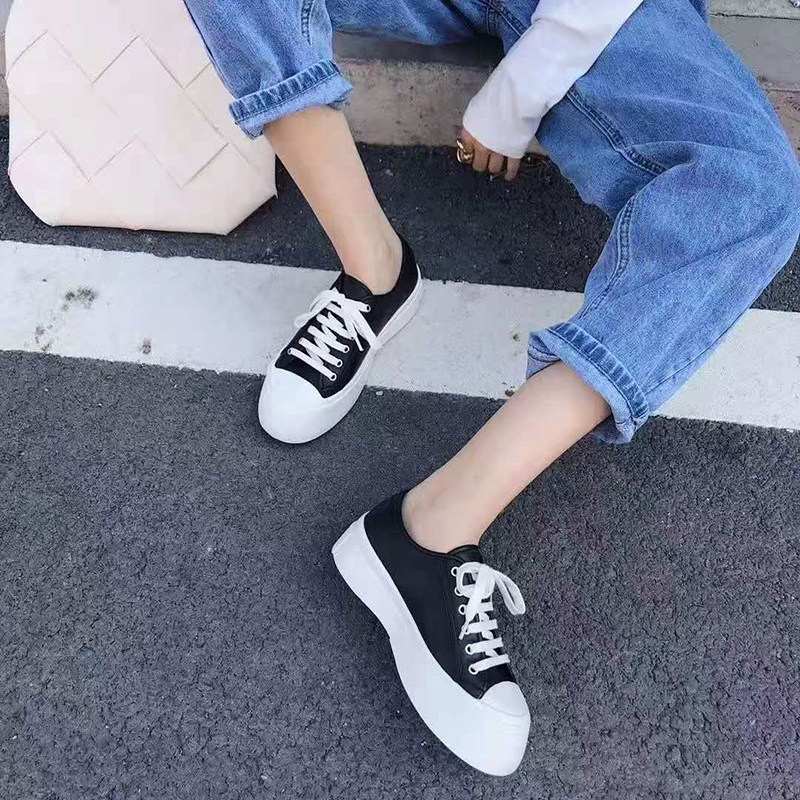 Mona Big Bow Single Shoes Woman 2022 new Korean version with a fat and leisure shoes thick canvas small white shoes