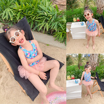 Childrens swimsuit female baby ins Korean version of one-piece sunscreen princess skirt swimsuit girl cute gauze dress swimwear