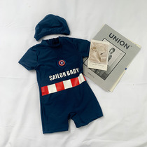 Childrens swimsuit ins ins Captain Americas one-piece boy quick-drying tide swimsuit Korean version of Chao Fan Handsome swimsuit suit