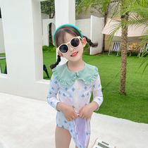 Childrens swimsuit Korean girl INS sunscreen conjoined New ruffled swimsuit small children cute swimsuit set