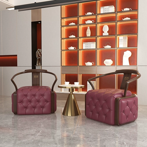 Новый китайский сингл -диван Круг Круг Мебель Вудзинму Сплошной Лёрг Light Luxury Whore Whore Sware Стул простые и современные