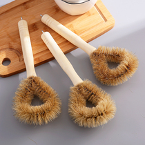 Household Kitchen Cleaning Removal No Oil Stain Long Handle Coconut Brown No Scratch Pot Dishwashing Brush