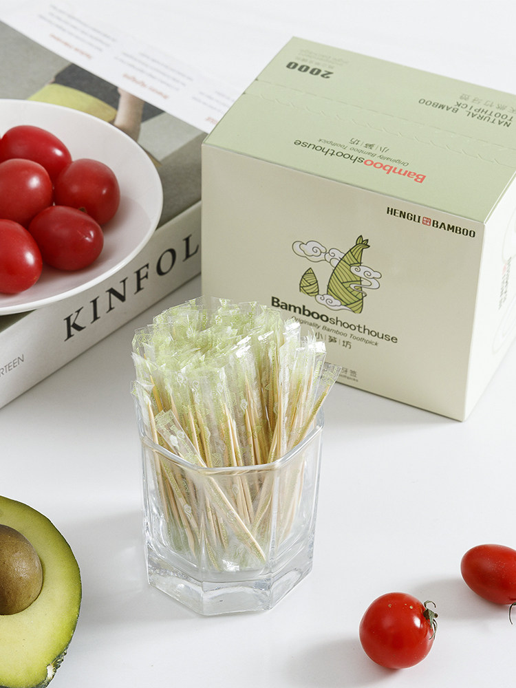 High-Grade Toothpicks, 2000 Pieces, Individually Packaged, Transparent, for Hotels, Guesthouses, Restaurants, Disposable, Household, Bamboo, Thin