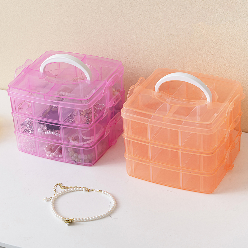 3-layer 18-grid large-capacity plastic transparent simple ear pin earrings jewelry earrings jewelry storage box finishing box