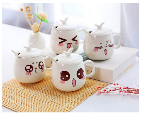 Cốc gốm sáng tạo Cup Cup Cup Cup Cup Cup bằng gốm có nắp cốc dễ thương bình giữ nhiệt lock and lock
