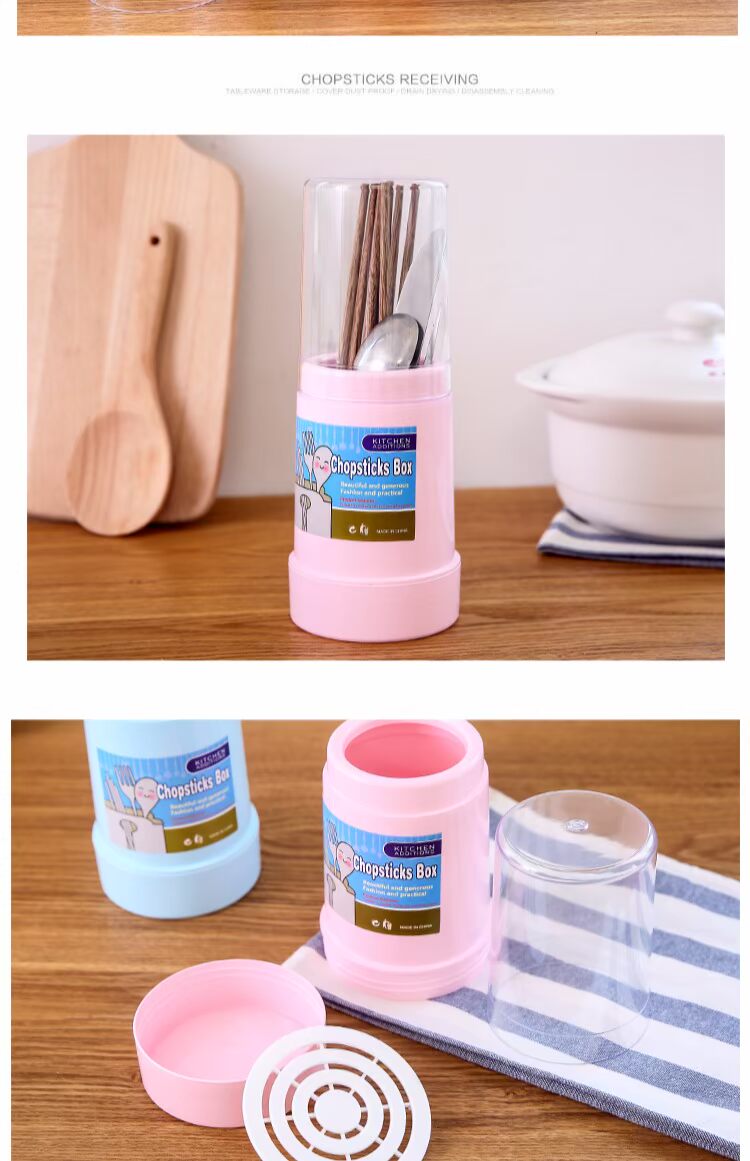 Sáng tạo đũa đũa nhà bếp ống lồng chống bụi mốc với nắp đũa hộ gia đình thoát nước dao kéo lưu trữ hộp đĩa giấy dùng 1 lần