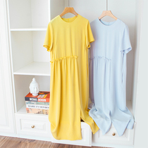 30 Momi thickened heavy silk round neck pullover loose H-shaped fungus lace slit mid-length dress 22