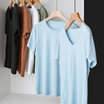 Good fabric good shape simple and versatile basic round neck V-neck pullover short-sleeved T-shirt 22 summer
