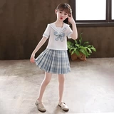 Студенческая юбка в складку, летняя одежда, детский комплект, оригинальная форма для школьников, полный комплект