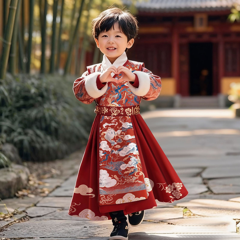 Hanfu Boys' Winter Clothing, Children's Traditional Tang Suit, Chinese Style New Year Outfit, Ancient Costume for Young Gentlemen, Traditional New Year Attire Hanfu Boys' Winter Clothing, Children's Traditional Tang Suit, Chinese Style New Year Outfit, Ancient Costume for Young Gentlemen, Traditional New Year Attire
