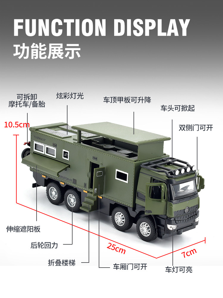 1:24 Nomadison Rv Alloy Police Car Toy Vehicle Realistic Collectible Mercedes-Benz Unimog Off-Road Vehicle Model
