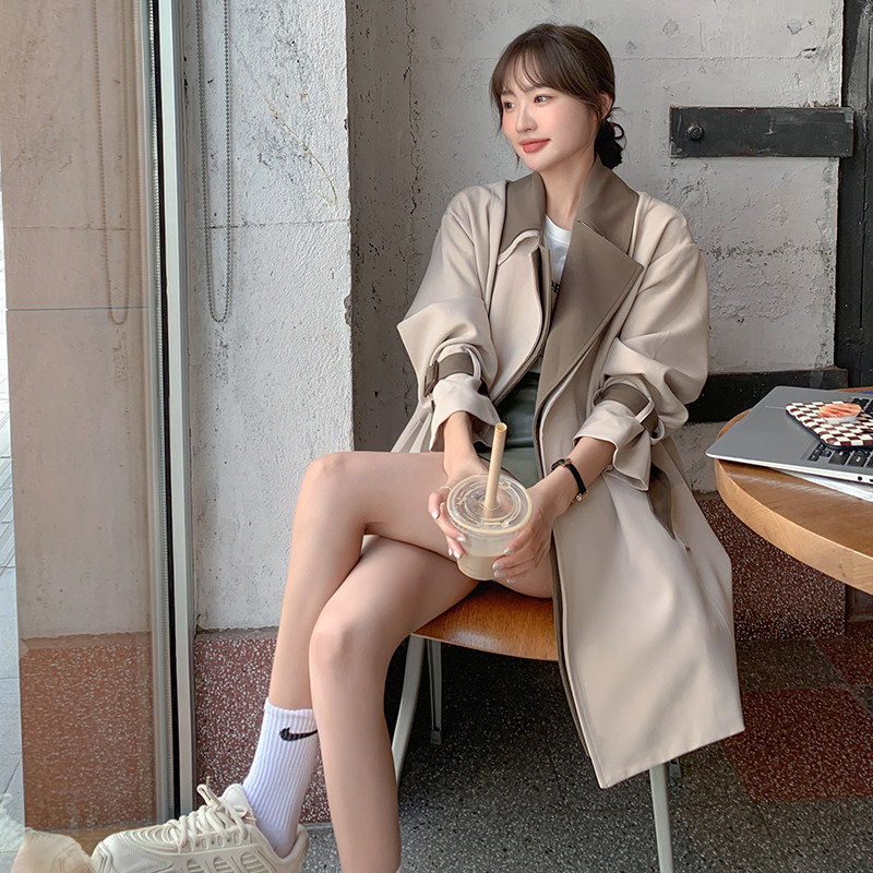 chic wind coat jacket female spring dress medium long version 2022 new Inren superior design sensation small crowdsourced jacket