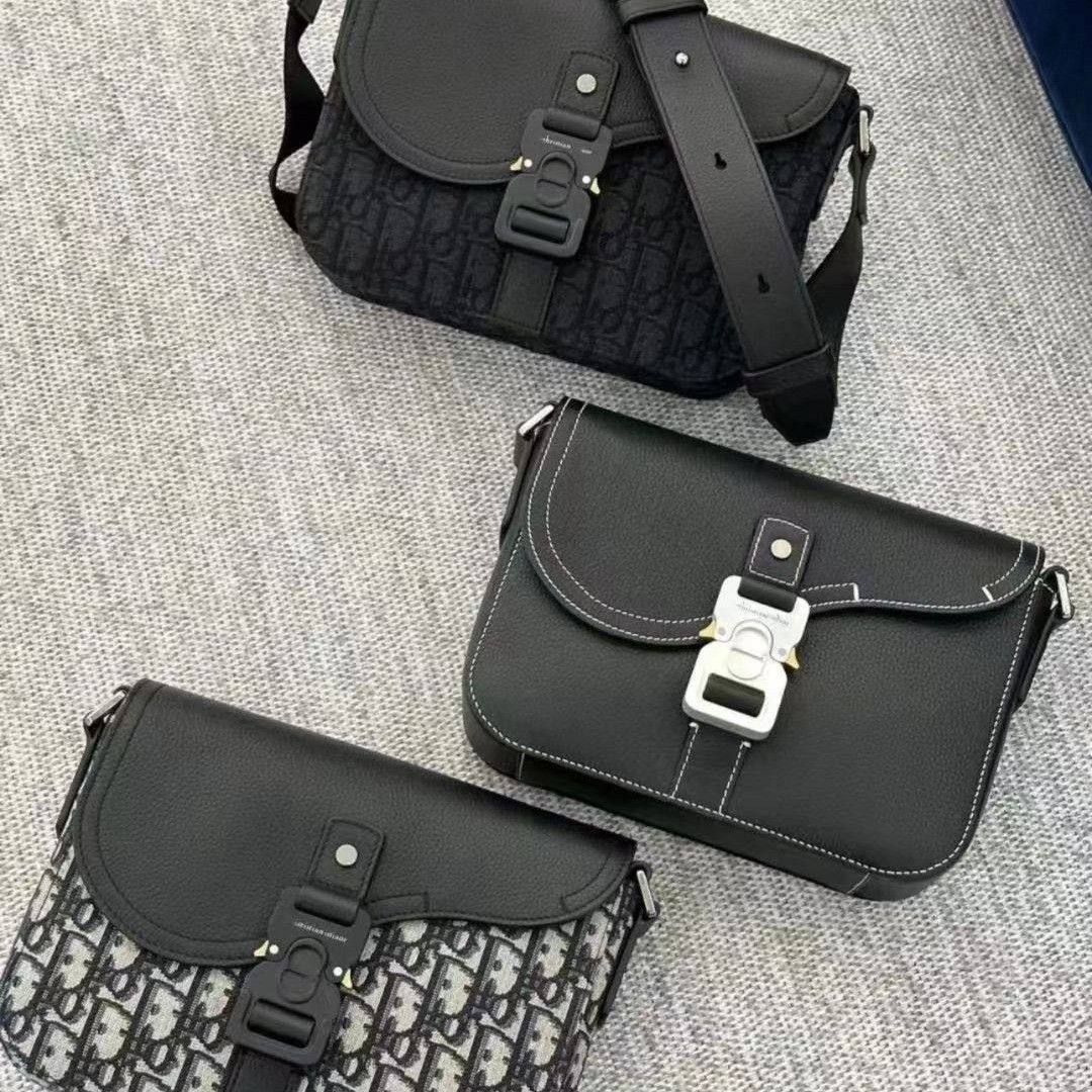 春夏新款男士包马鞍包牛皮邮差帆布翻盖包欧美时尚商务单肩斜挎包 4