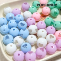 Transparent love color two-color beads gilt black and white DIY sweet cool y2k peach heart mobile phone lanyard beaded accessories straight hole jewelry