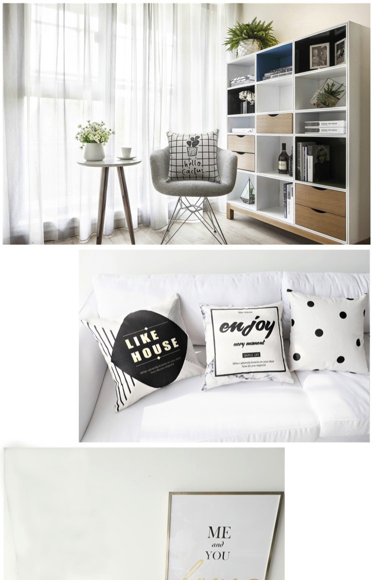 ins nordic đen và trắng sofa tùy chỉnh gối đệm Lesbian xe gối bìa mà không có lõi bằng một phòng khách với một chiếc giường - Trở lại đệm / Bolsters gối tựa lưng cao cấp