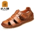 Ông già đi giày nam mùa hè Baotou dép rỗng Giày da nam đi biển - Sandal giày sandal nam Sandal