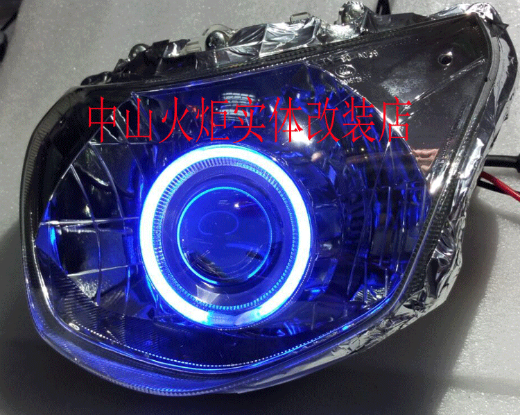 Áp dụng cho Youke 110T 3 Xe máy Xenon Light Lens Lắp ráp Đèn pha Angel Eye Devil Eye Phụ kiện trang trí đèn xe jupiter