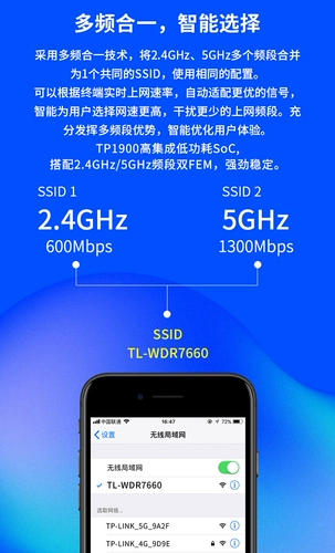 TP-LINK Беспроводной маршрутизатор Дом ношения высокой скорости Wi-Fi Wi-Fi интеллектуальная стабильность 1900 м ДДУАЛЬНАЯ 5G TELECOMMUNATIONS UNICOM Мобильный оптический волокно широкополосный широкополосный маршрутизатор TL-WDR7660