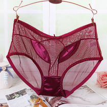 Full transparent Ladies lace underwear sexy sex triangle unscented middle waist women plus size underwear