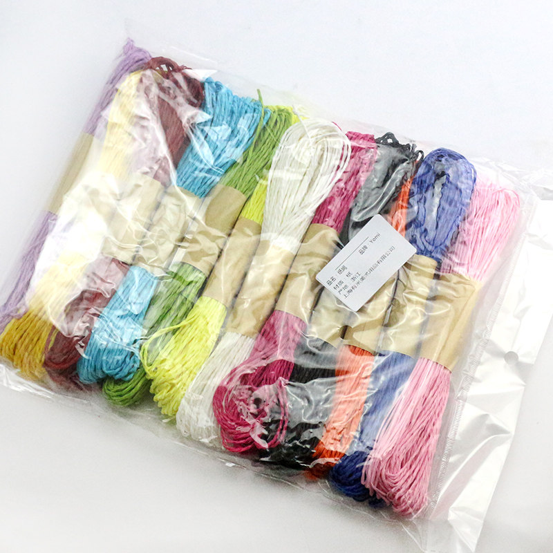 Toddler handmade material Colour Laffi thin paper rope Children diy weave to make adhesive material-Taobao