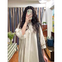 Han Edition Fashion Trends Advanced Sensation Polo Collar Dress Summer Niche Design Sensation Long Sleeve Loose Button Skirt