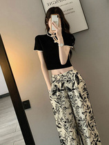 Summer small crowdname Yuanyuan waist display slim short section Two sets of light cooked comeback Sister Senior Sensation Fashion Suit Chic