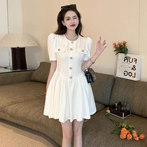 Fa-style retro white cashew with lean high level sensational dress Summer first love Balloon Flower Gentle Wind Super Fairy A-word Dress