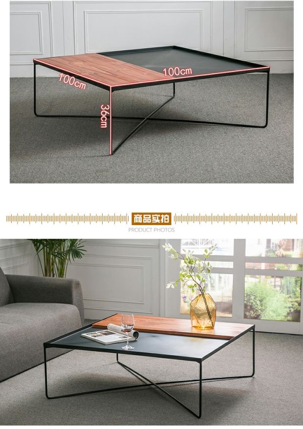 Xuất khẩu đồ nội thất sáng tạo Bắc Âu kim loại bàn cà phê nhỏ căn hộ nhỏ phòng khách gỗ rắn bàn sắt rèn hiện đại tối giản - Bàn trà bàn sofa hiện đại