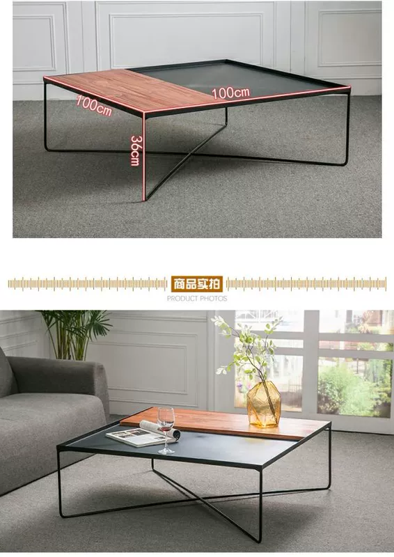 Xuất khẩu đồ nội thất sáng tạo Bắc Âu kim loại bàn cà phê nhỏ căn hộ nhỏ phòng khách gỗ rắn bàn sắt rèn hiện đại tối giản - Bàn trà bàn sofa mặt đá