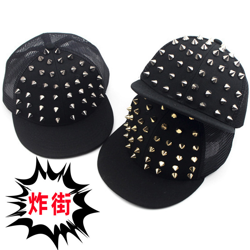 Boys hat summer breathable 2022 new rock handsome hip-hop hat children baby rivet baseball cap