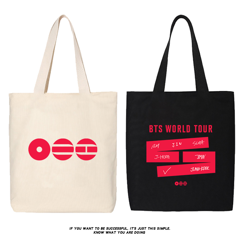 Bts (Bts) Canvas Bag Concert Merchandise Commemorative Gift with Zipper Shoulder Tote Bag DIY