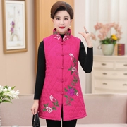 Trung niên và mẹ già thêu vest gió quốc gia retro kích thước lớn Trung Quốc Tang phù hợp với cotton thêu vest vest