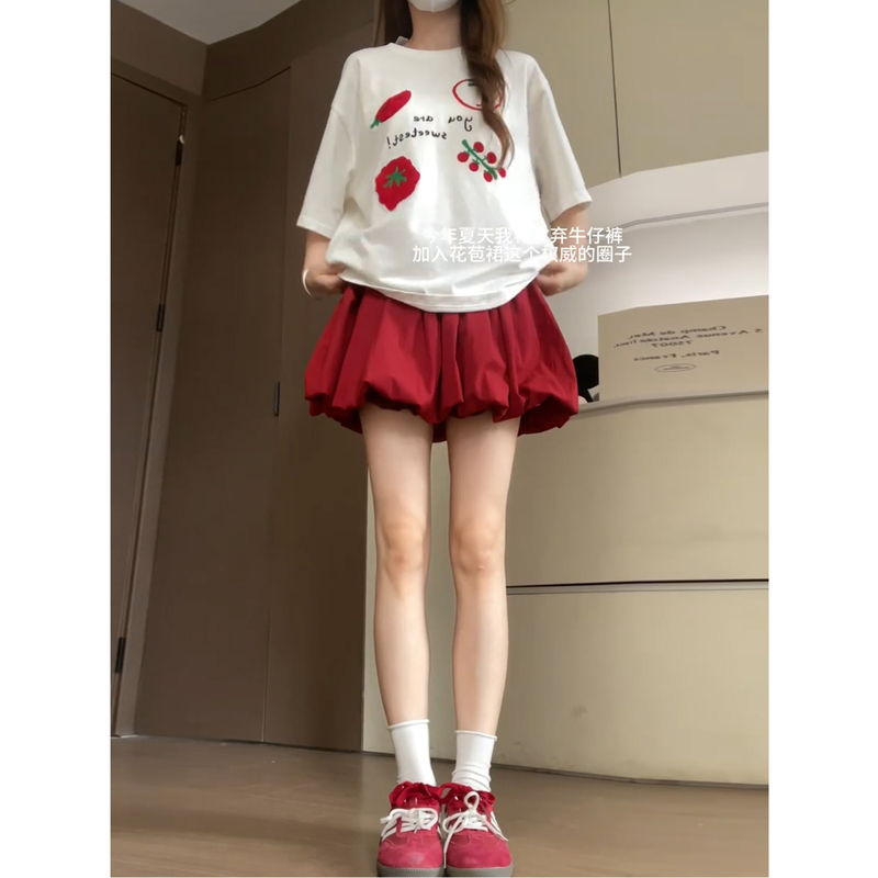 Korean-Style Sweet Casual Sports Suit for Women, Summer Student Girl, Age-Reducing, Versatile Short-Sleeved Floral Skirt Two-Piece Set