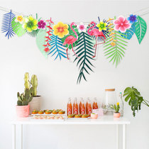 Flamingo leaves string flag hanging flag flag flag festival birthday festival celebration decoration
