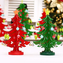 Wooden Emulation Christmas Tree Solid Mini Mini Tree Christmas Decorations Desktop Home Children Gift Green