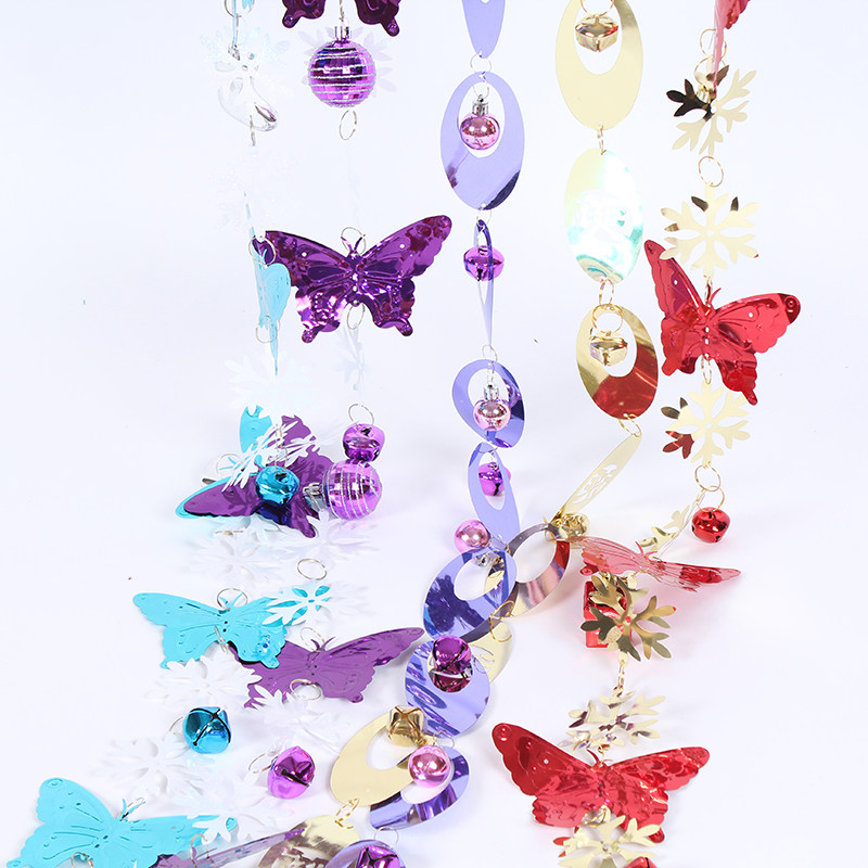 1 8 m PVC iron art bright sheet Christmas hanging string Christmas decorations iron art butterfly decoration style variety