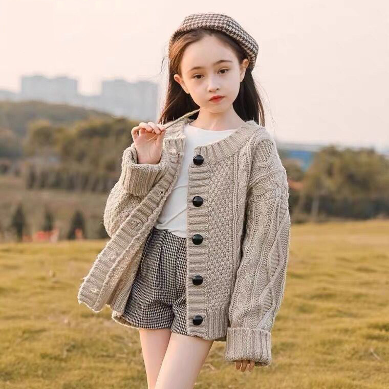 High-end children's clothing girl jacket 2022 new spring and autumn season foreign palate CUHK Scout red trendy knitted sweaters cardio-hoodie