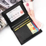 Мужской короткий бумажник, кожаный ультратонкий кошелек с молнией, из натуральной кожи, воловья кожа