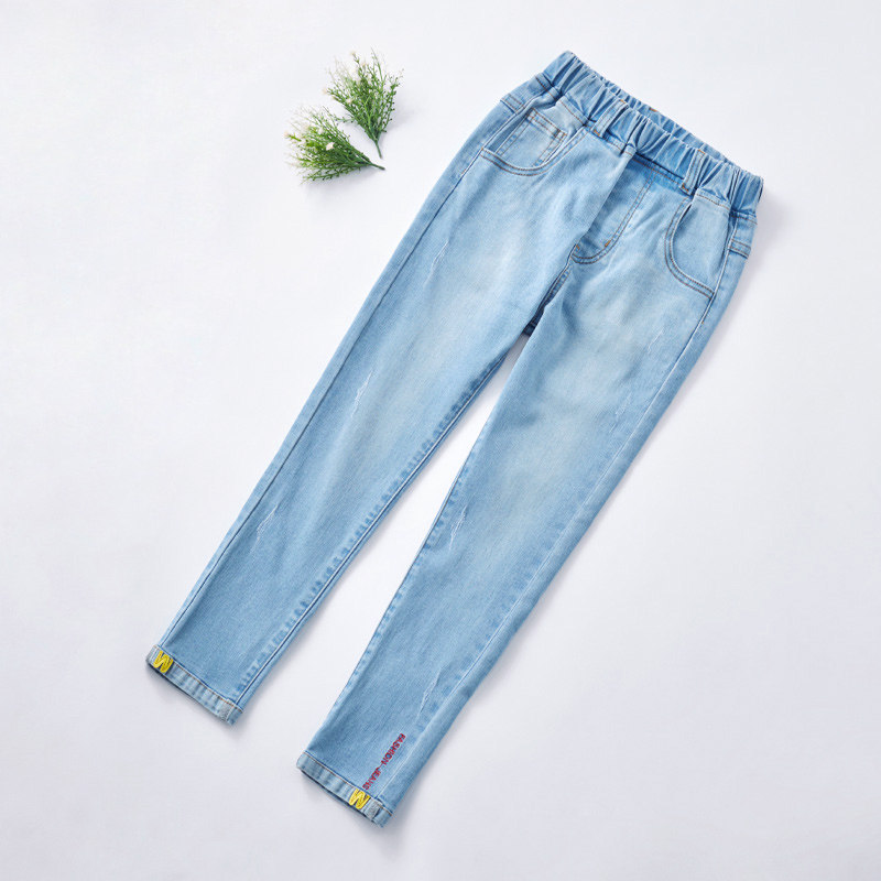 Girls' jeans 2022 autumn new spring and autumn long pants slim elastic medium and large children's wear children's pencil pants