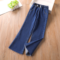 Girl Jeans Spring Dress 2022 New Spring Fall CUHK Child Broadlegged Pants Children Foreign Air Straight Barrel Long Pants