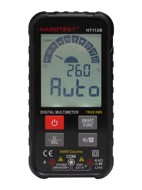 Habotest Ht112B Pocket Card-Type True Rms Auto-Range Plug-And-Play Electrician Multimeter