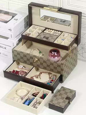 Jewelry Box Princess European style Korea with lock jewelry wooden storage box makeup jewelry box gift girl