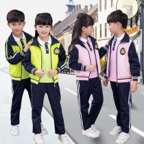  Primary school students green school uniform 1st grade spring and autumn suit 4 childrens sports class suit Autumn and winter kindergarten garden suit three-piece suit