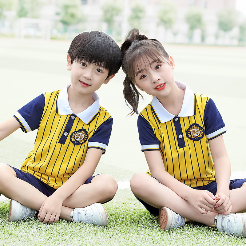 Kindergarten garden clothes summer children's sports class clothes cotton set British school uniforms Primary School students spring and autumn three sets